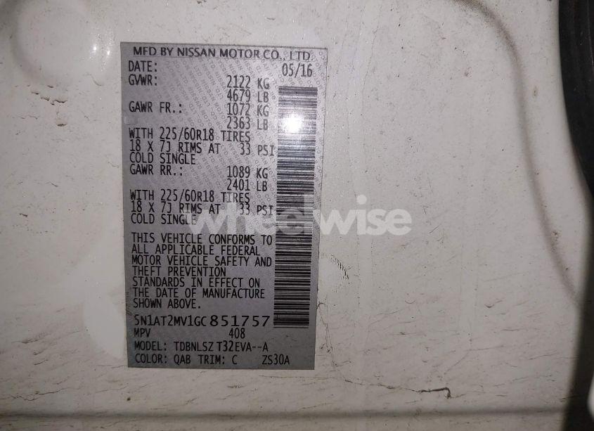 Photo 9 of 2016 Nissan Rogue SL (VIN 5N1AT2MV1GC851757)