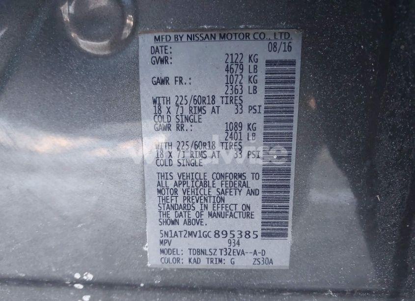 Photo 9 of 2016 Nissan Rogue SL (VIN 5N1AT2MV1GC895385)