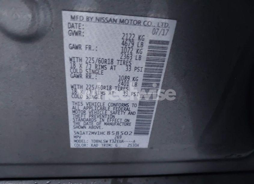 Photo 9 of 2017 Nissan Rogue SL (VIN 5N1AT2MV1HC858502)