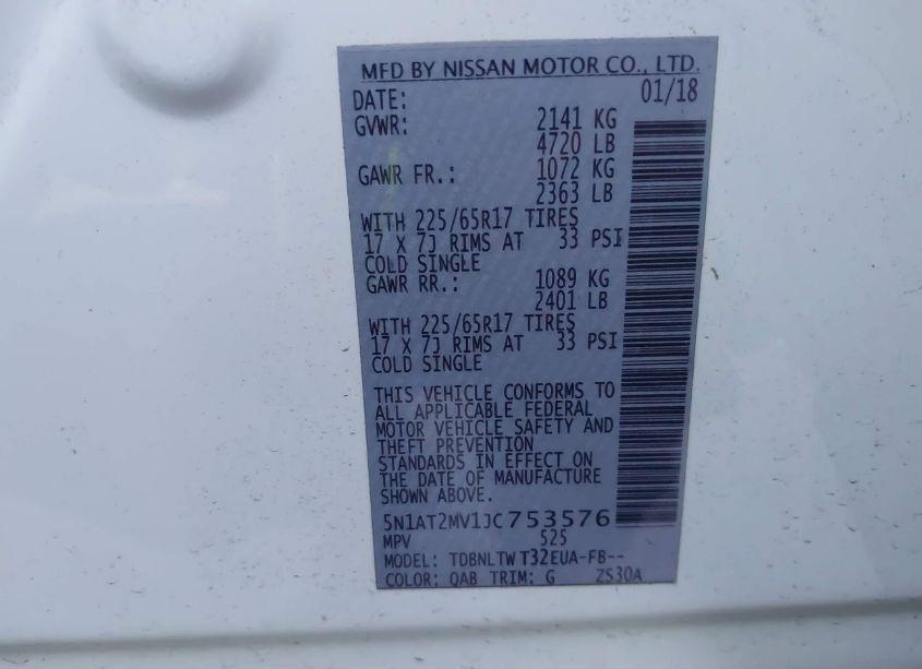 Photo 9 of 2018 Nissan Rogue SV (VIN 5N1AT2MV1JC753576)