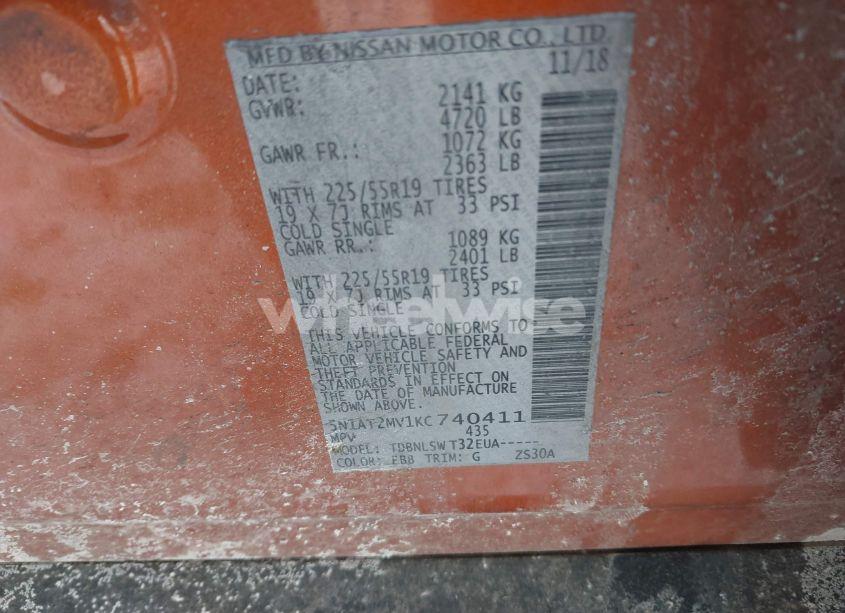 Photo 9 of 2019 Nissan Rogue SL (VIN 5N1AT2MV1KC740411)