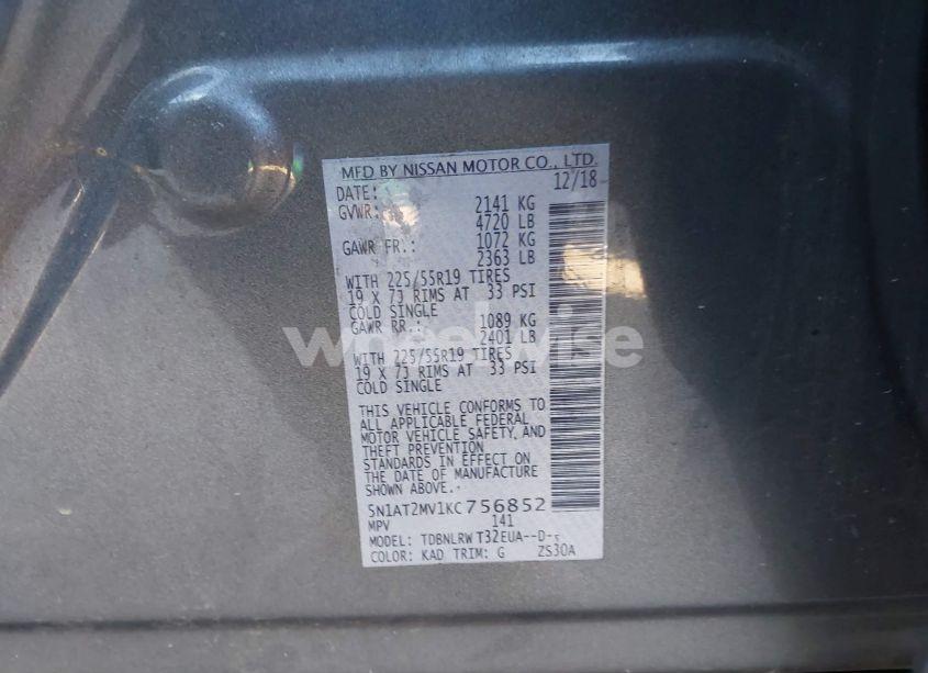 Photo 9 of 2019 Nissan Rogue SL (VIN 5N1AT2MV1KC756852)