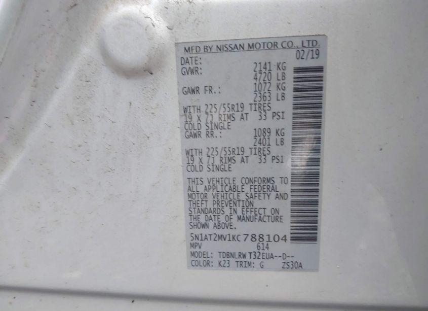 Photo 9 of 2019 Nissan Rogue SL (VIN 5N1AT2MV1KC788104)