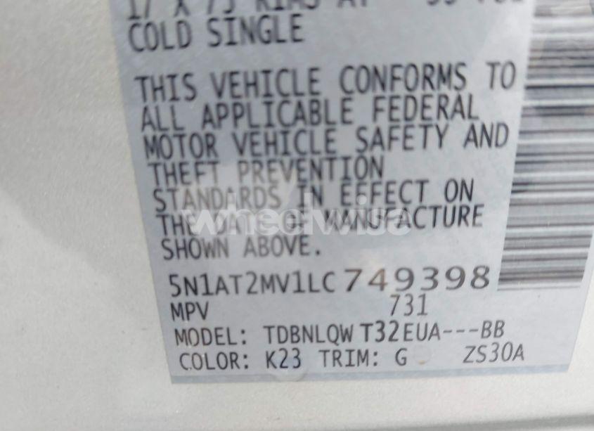 Photo 9 of 2020 Nissan Rogue SV INTELLIGENT AWD (VIN 5N1AT2MV1LC749398)