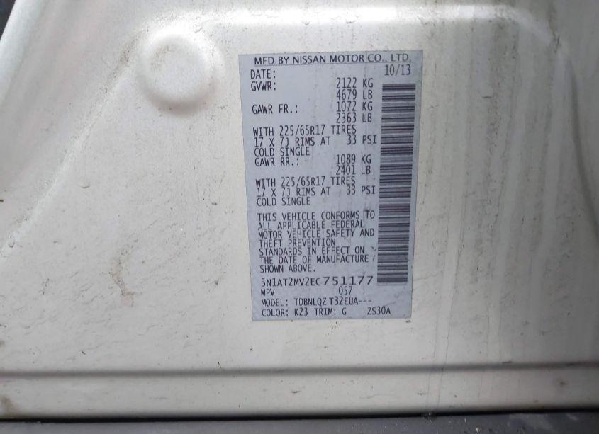 Photo 9 of 2014 Nissan Rogue SV (VIN 5N1AT2MV2EC751177)