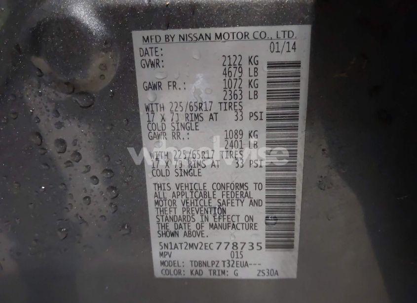 Photo 9 of 2014 Nissan Rogue S (VIN 5N1AT2MV2EC778735)