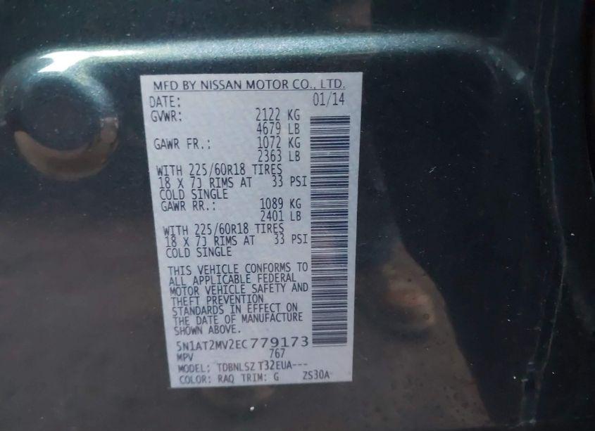 Photo 9 of 2014 Nissan Rogue SL (VIN 5N1AT2MV2EC779173)