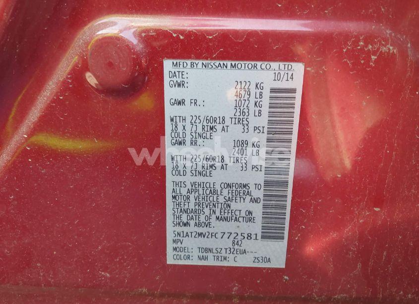 Photo 9 of 2015 Nissan Rogue S/SL/SV (VIN 5N1AT2MV2FC772581)