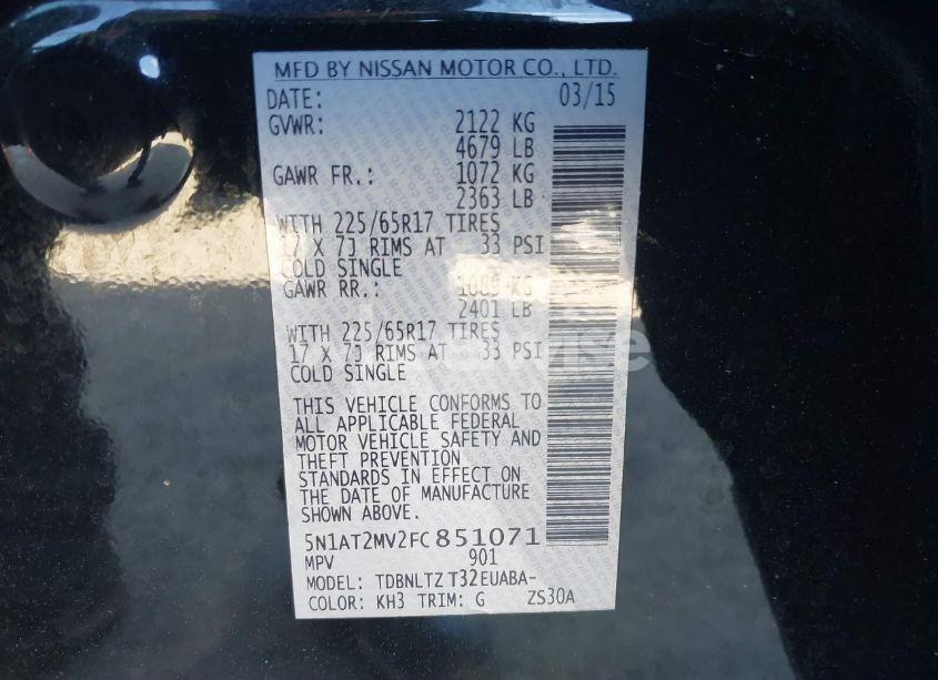 Photo 9 of 2015 Nissan Rogue SV (VIN 5N1AT2MV2FC851071)