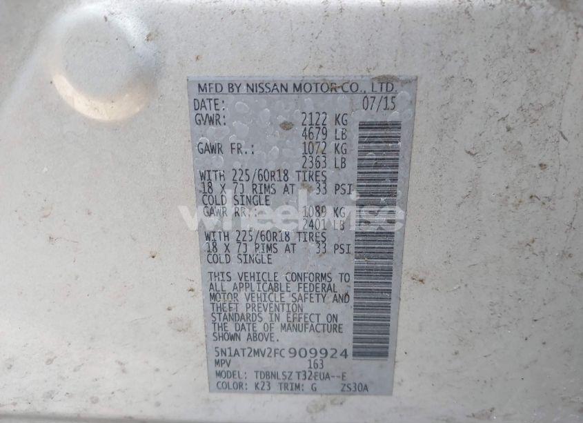 Photo 9 of 2015 Nissan Rogue SL (VIN 5N1AT2MV2FC909924)