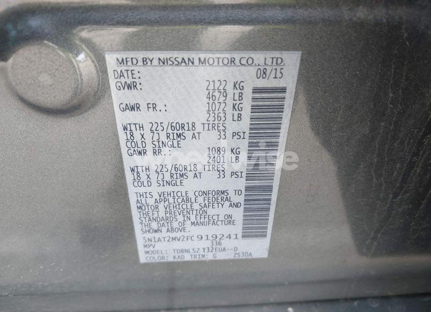 Photo 9 of 2015 Nissan Rogue SL (VIN 5N1AT2MV2FC919241)