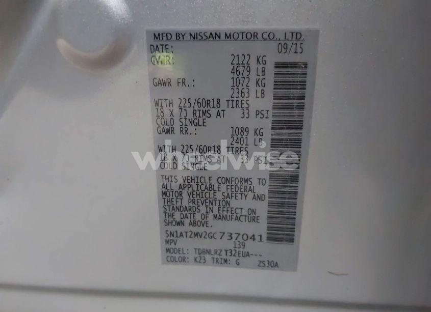 Photo 9 of 2016 Nissan Rogue SL (VIN 5N1AT2MV2GC737041)