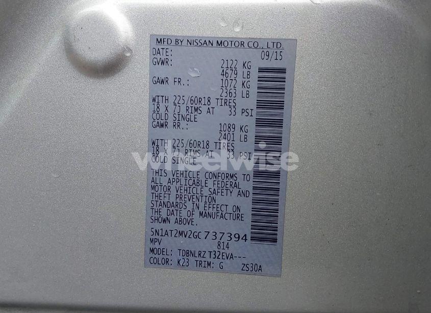 Photo 9 of 2016 Nissan Rogue SL (VIN 5N1AT2MV2GC737394)