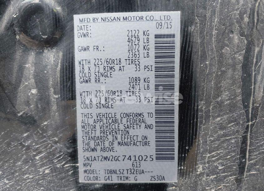 Photo 9 of 2016 Nissan Rogue SL (VIN 5N1AT2MV2GC741025)