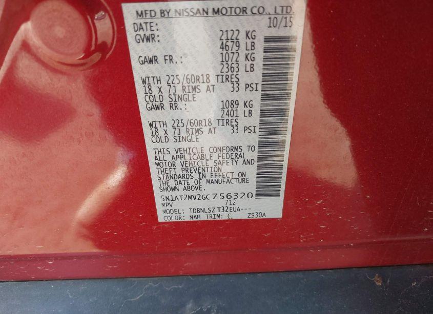 Photo 9 of 2016 Nissan Rogue SL (VIN 5N1AT2MV2GC756320)