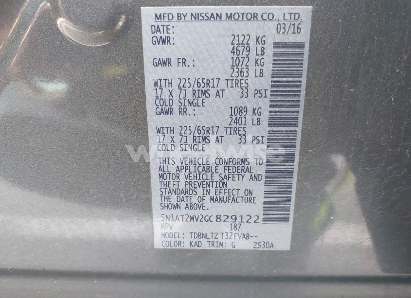 Photo 9 of 2016 Nissan Rogue SV (VIN 5N1AT2MV2GC829122)