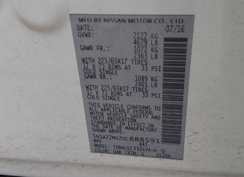 Photo 9 of 2016 Nissan Rogue SV (VIN 5N1AT2MV2GC888591)