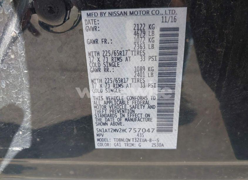 Photo 9 of 2017 Nissan Rogue SV (VIN 5N1AT2MV2HC757047)