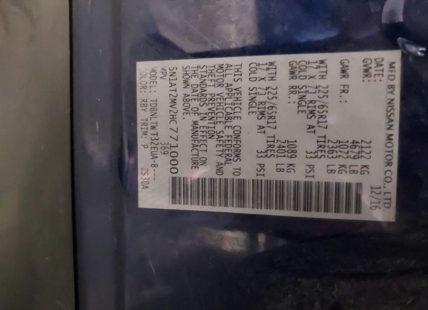 Photo 9 of 2017 Nissan Rogue SV (VIN 5N1AT2MV2HC771000)