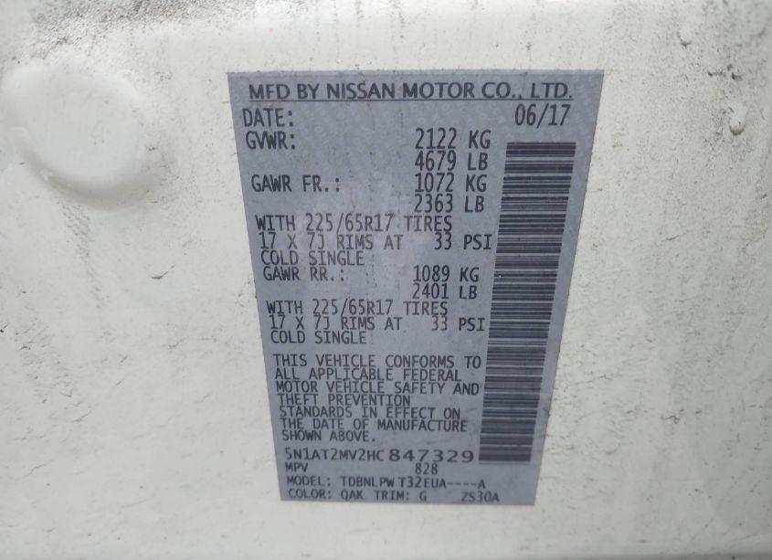 Photo 9 of 2017 Nissan Rogue S (VIN 5N1AT2MV2HC847329)