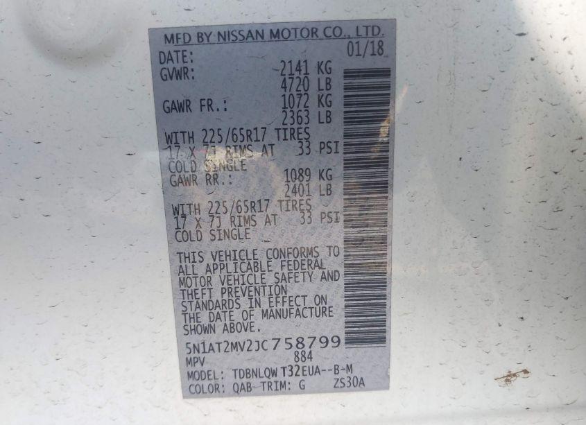 Photo 9 of 2018 Nissan Rogue SV (VIN 5N1AT2MV2JC758799)