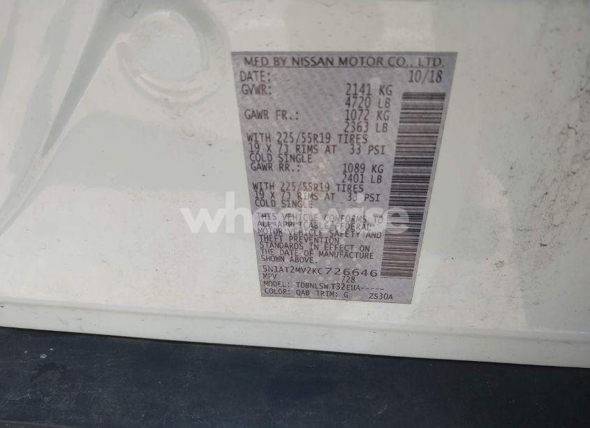 Photo 9 of 2019 Nissan Rogue SL (VIN 5N1AT2MV2KC726646)