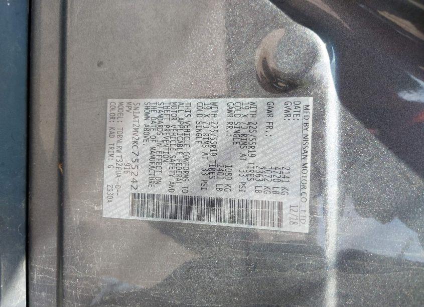 Photo 9 of 2019 Nissan Rogue SL (VIN 5N1AT2MV2KC755242)