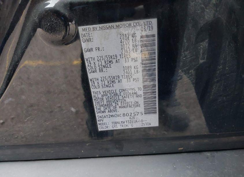 Photo 9 of 2019 Nissan Rogue SL (VIN 5N1AT2MV2KC802575)