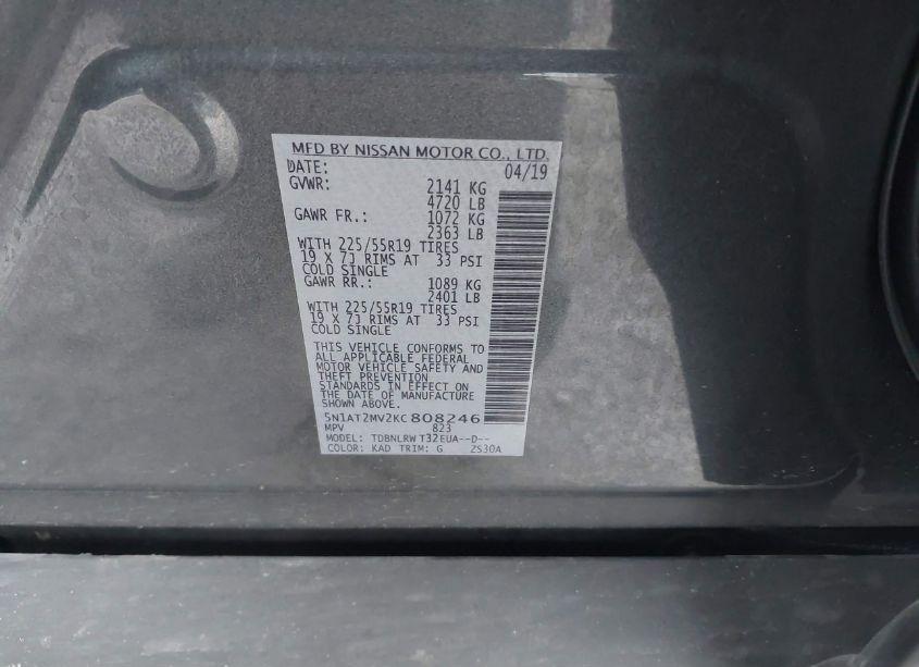 Photo 9 of 2019 Nissan Rogue SL (VIN 5N1AT2MV2KC808246)