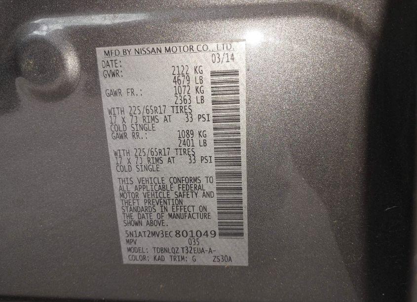 Photo 9 of 2014 Nissan Rogue SV (VIN 5N1AT2MV3EC801049)