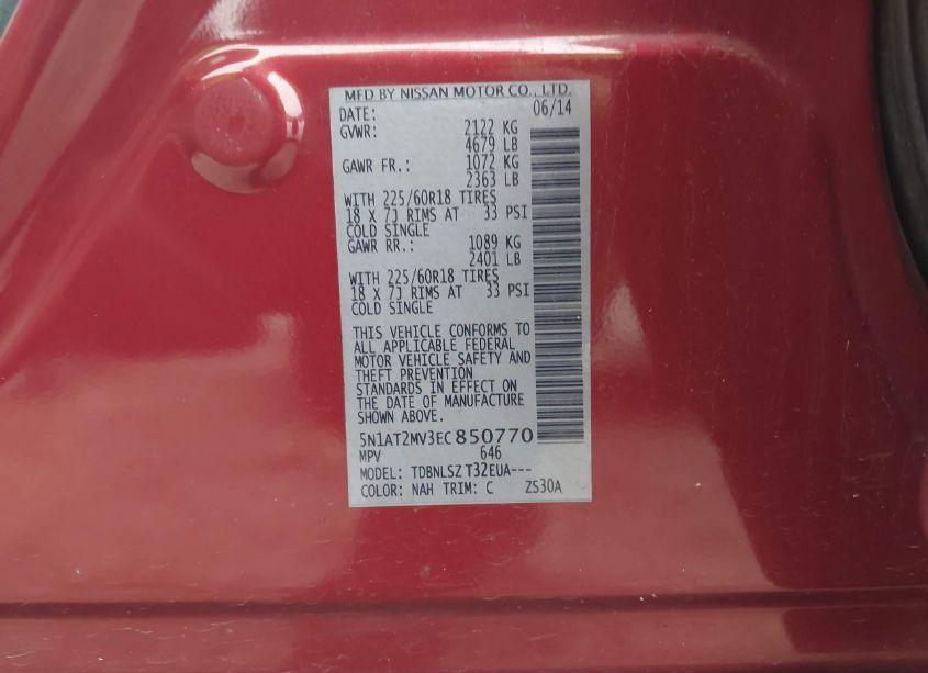 Photo 9 of 2014 Nissan Rogue SL (VIN 5N1AT2MV3EC850770)