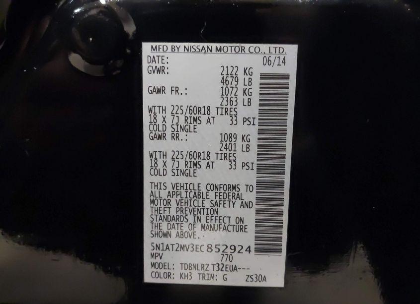 Photo 9 of 2014 Nissan Rogue SL (VIN 5N1AT2MV3EC852924)