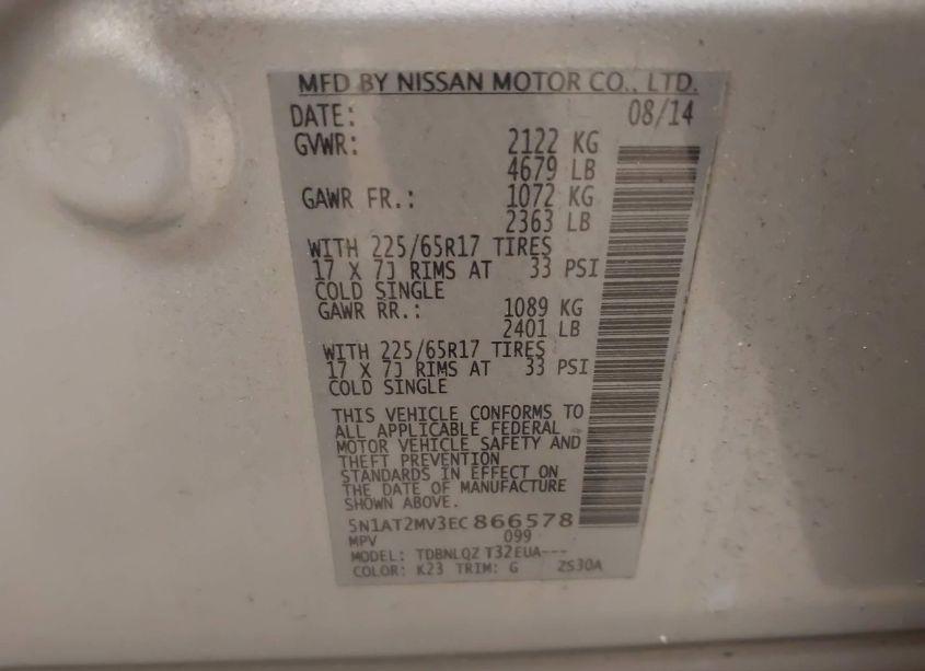 Photo 9 of 2014 Nissan Rogue SV (VIN 5N1AT2MV3EC866578)