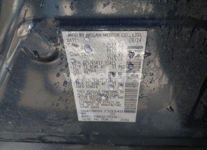 Photo 9 of 2015 Nissan Rogue SV (VIN 5N1AT2MV3FC759340)