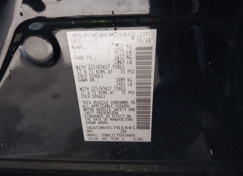 Photo 9 of 2015 Nissan Rogue SV (VIN 5N1AT2MV3FC765445)