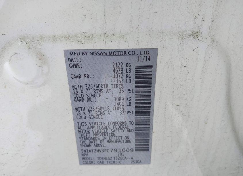 Photo 9 of 2015 Nissan Rogue SL (VIN 5N1AT2MV3FC791009)