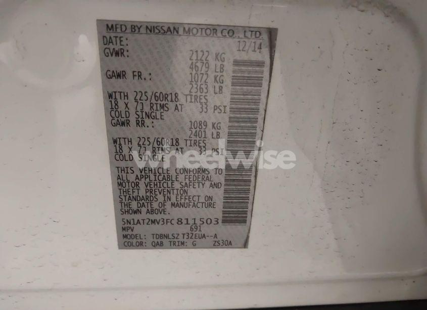 Photo 9 of 2015 Nissan Rogue SL (VIN 5N1AT2MV3FC811503)