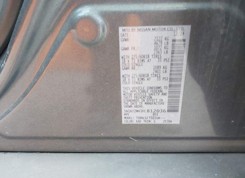 Photo 9 of 2015 Nissan Rogue SL (VIN 5N1AT2MV3FC812036)