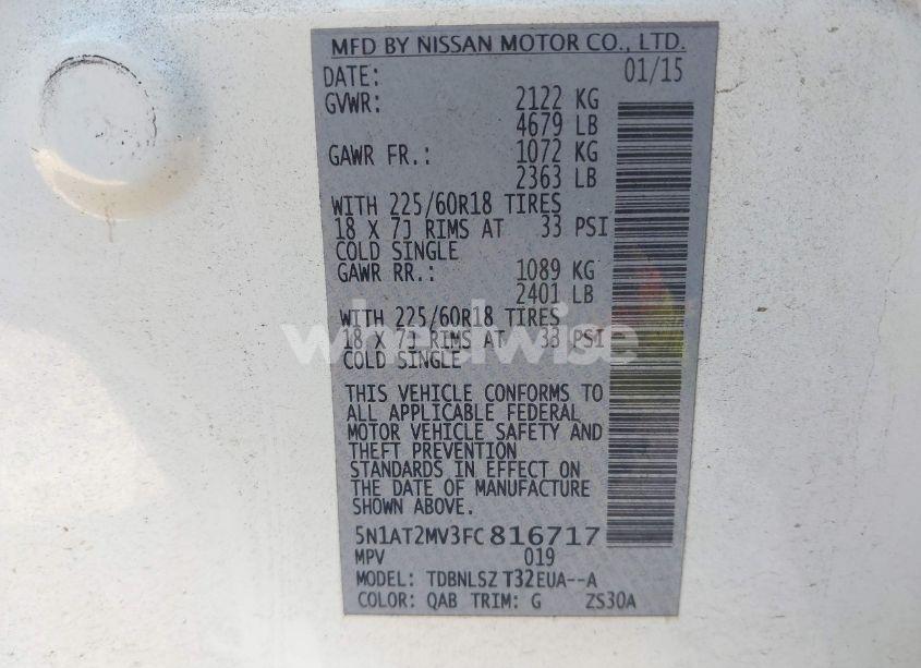 Photo 9 of 2015 Nissan Rogue SL (VIN 5N1AT2MV3FC816717)