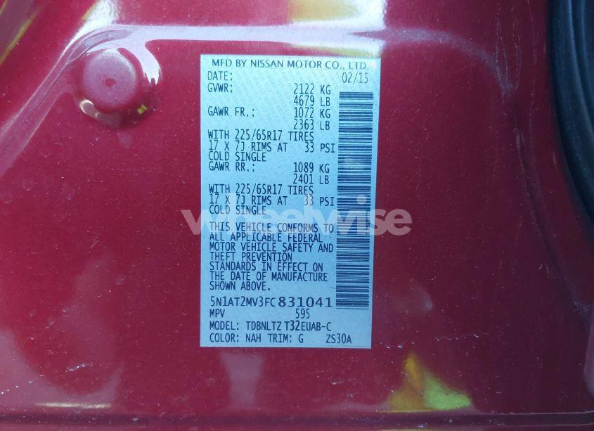 Photo 9 of 2015 Nissan Rogue S/SL/SV (VIN 5N1AT2MV3FC831041)