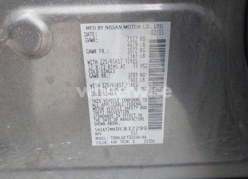 Photo 9 of 2015 Nissan Rogue SV (VIN 5N1AT2MV3FC832299)