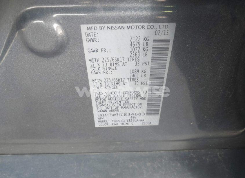 Photo 9 of 2015 Nissan Rogue SV (VIN 5N1AT2MV3FC834683)