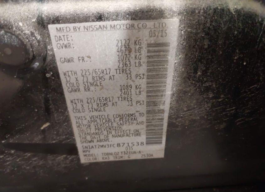 Photo 9 of 2015 Nissan Rogue S/SL/SV (VIN 5N1AT2MV3FC871538)