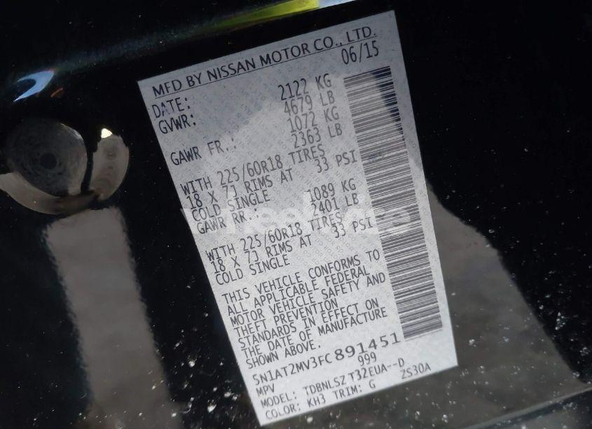 Photo 9 of 2015 Nissan Rogue SL (VIN 5N1AT2MV3FC891451)