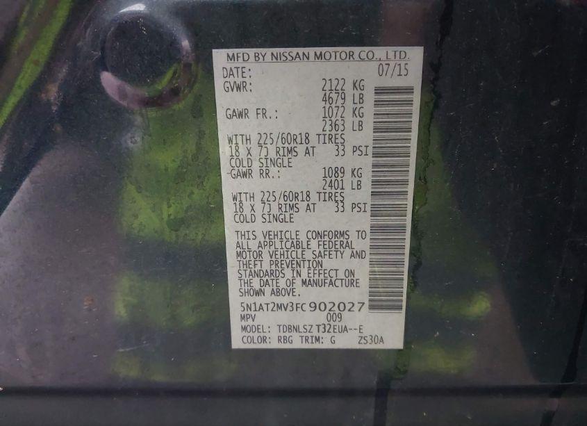 Photo 9 of 2015 Nissan Rogue SL (VIN 5N1AT2MV3FC902027)