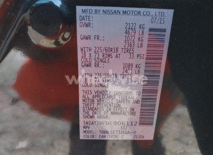 Photo 9 of 2015 Nissan Rogue SL (VIN 5N1AT2MV3FC906112)