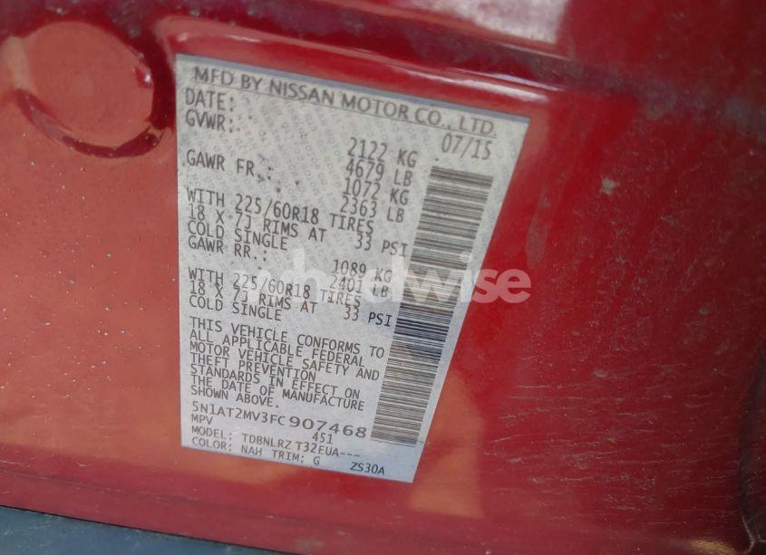 Photo 9 of 2015 Nissan Rogue SL (VIN 5N1AT2MV3FC907468)