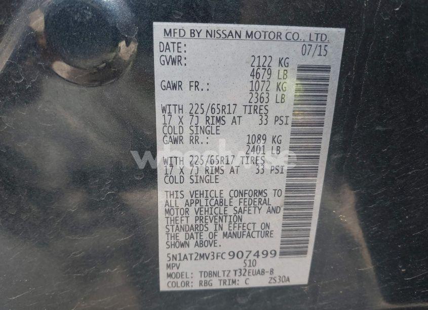 Photo 9 of 2015 Nissan Rogue SV (VIN 5N1AT2MV3FC907499)