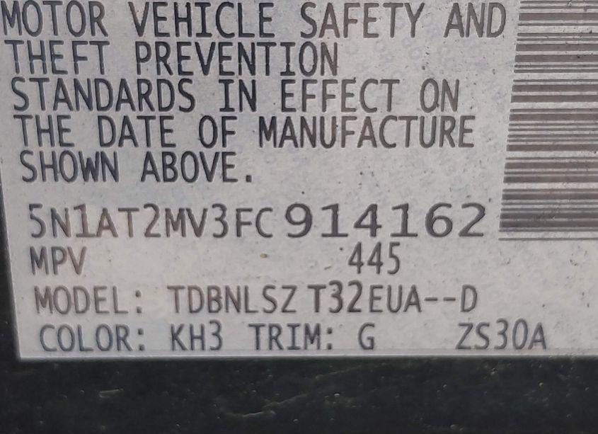 Photo 9 of 2015 Nissan Rogue SL (VIN 5N1AT2MV3FC914162)