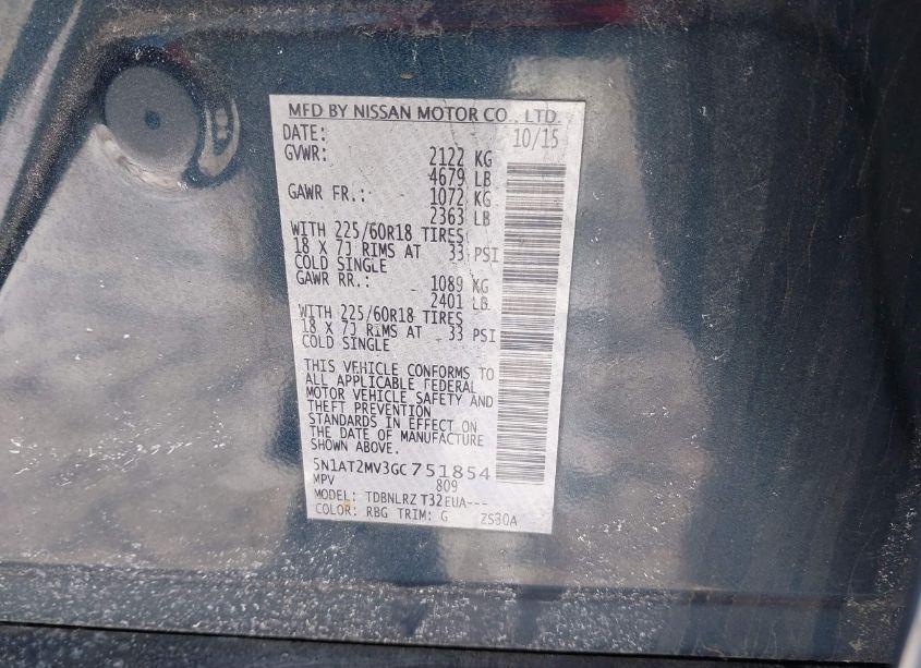 Photo 9 of 2016 Nissan Rogue SL (VIN 5N1AT2MV3GC751854)